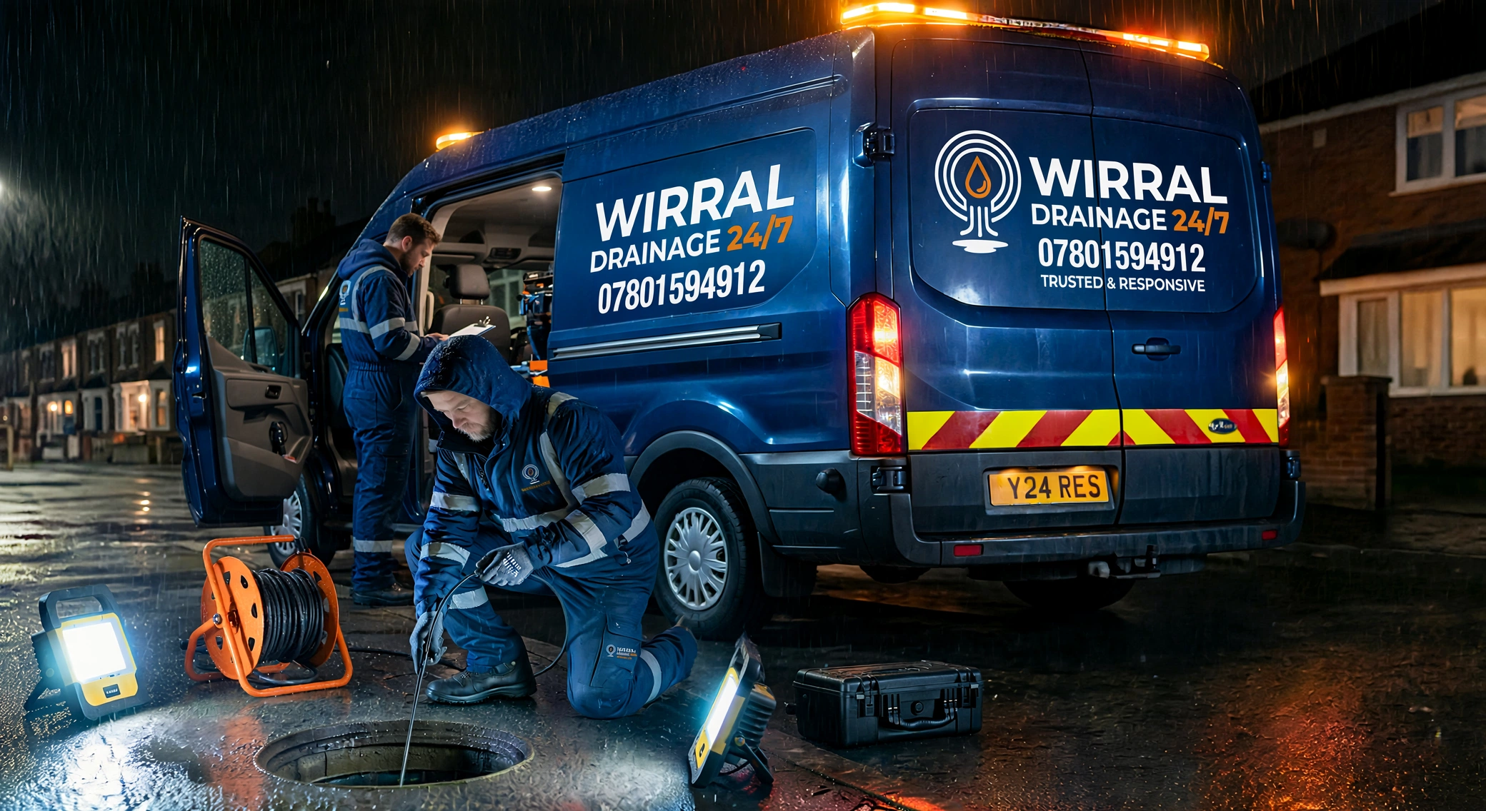 Drainage engineer working on a drain